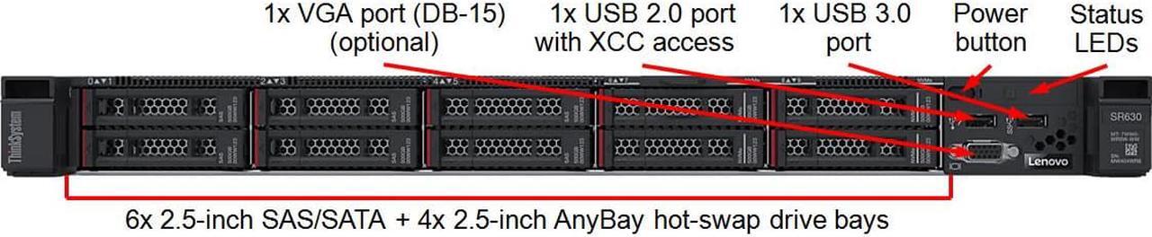 Alt view image 2 of 11 - Lenovo 7X02A04YNA Thinksystem Sr630 7X02 - Server - Rack-Mountable - 1U - 2-Way - 1 X Xeon Gold 5118 / 2.3 Ghz - Ram 32 Gb - No Hdd - Matrox G200 - No Os - Monitor: None - Topseller