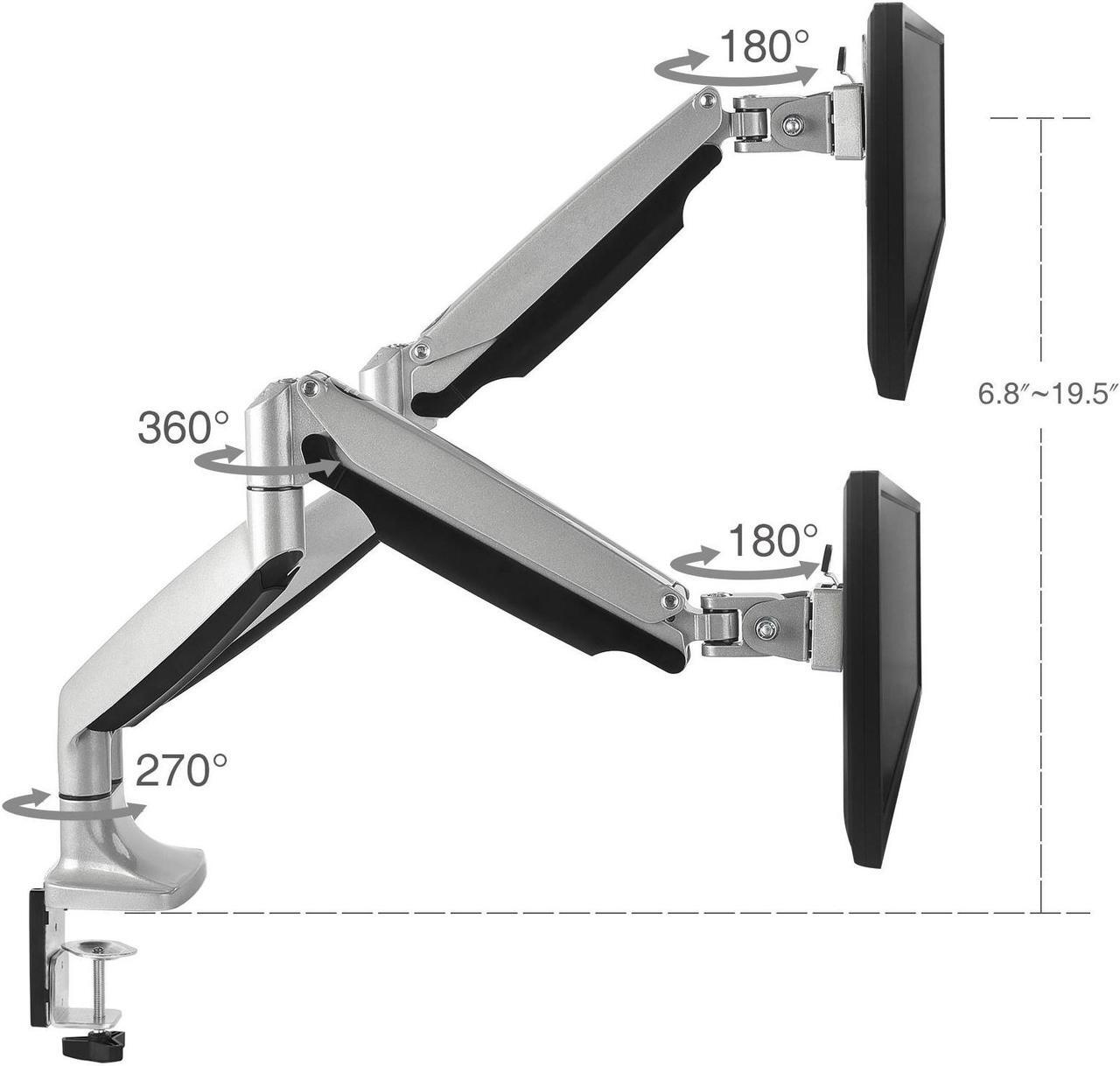 Alt view image 3 of 18 - SIIG CE-MT2E12-S1 High Premium Aluminum Gas Spring Desk Mount - Dual Monitor, VESA (75x75/100x100)