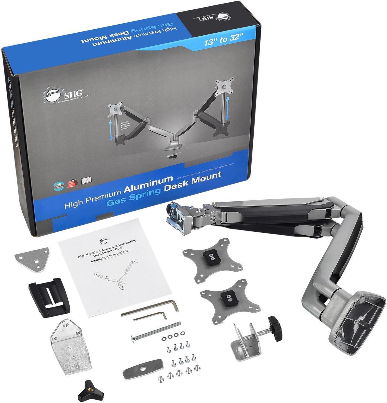 Alt view image 9 of 18 - SIIG CE-MT2E12-S1 High Premium Aluminum Gas Spring Desk Mount - Dual Monitor, VESA (75x75/100x100)