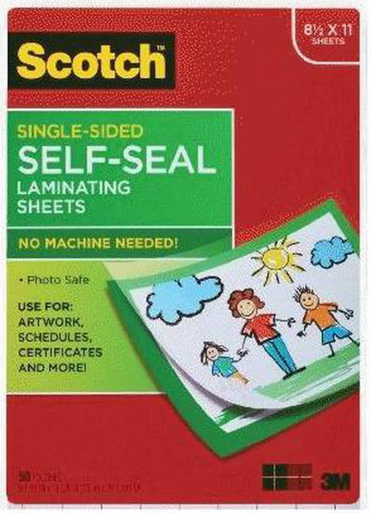 Main image of Scotch 9 x 12 Inches Laminating Sheets Letter Size Single Sided, 50 Pouches (SF854-1B)