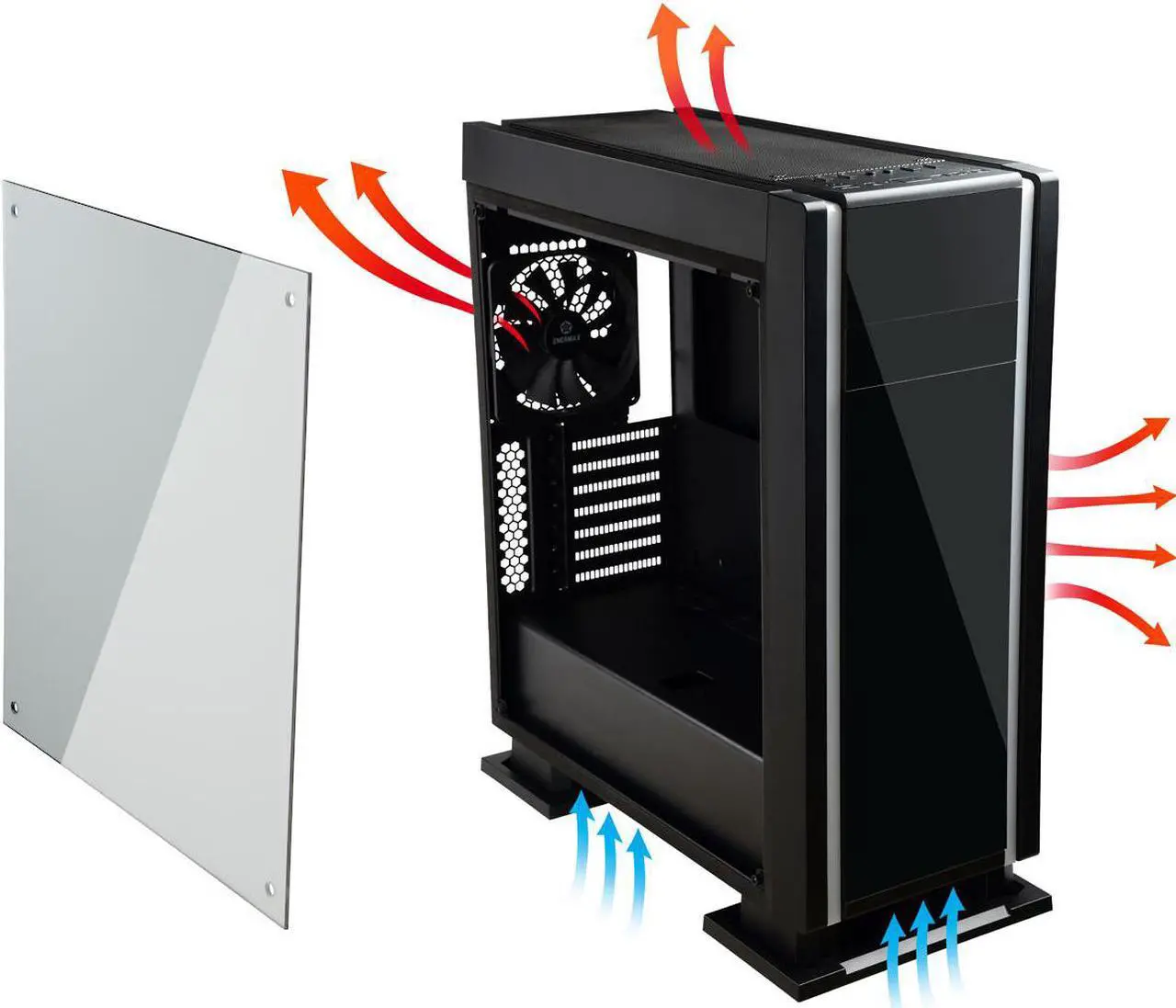 Alt view image 10 of 14 - Enermax Saberay RGB Mid Tower Gaming Case with Tempered Glass Panel, 3x  120mm T.B. RGB Fans and 1x 140mm Fan Pre- installed, ECA3500BA-RGB
