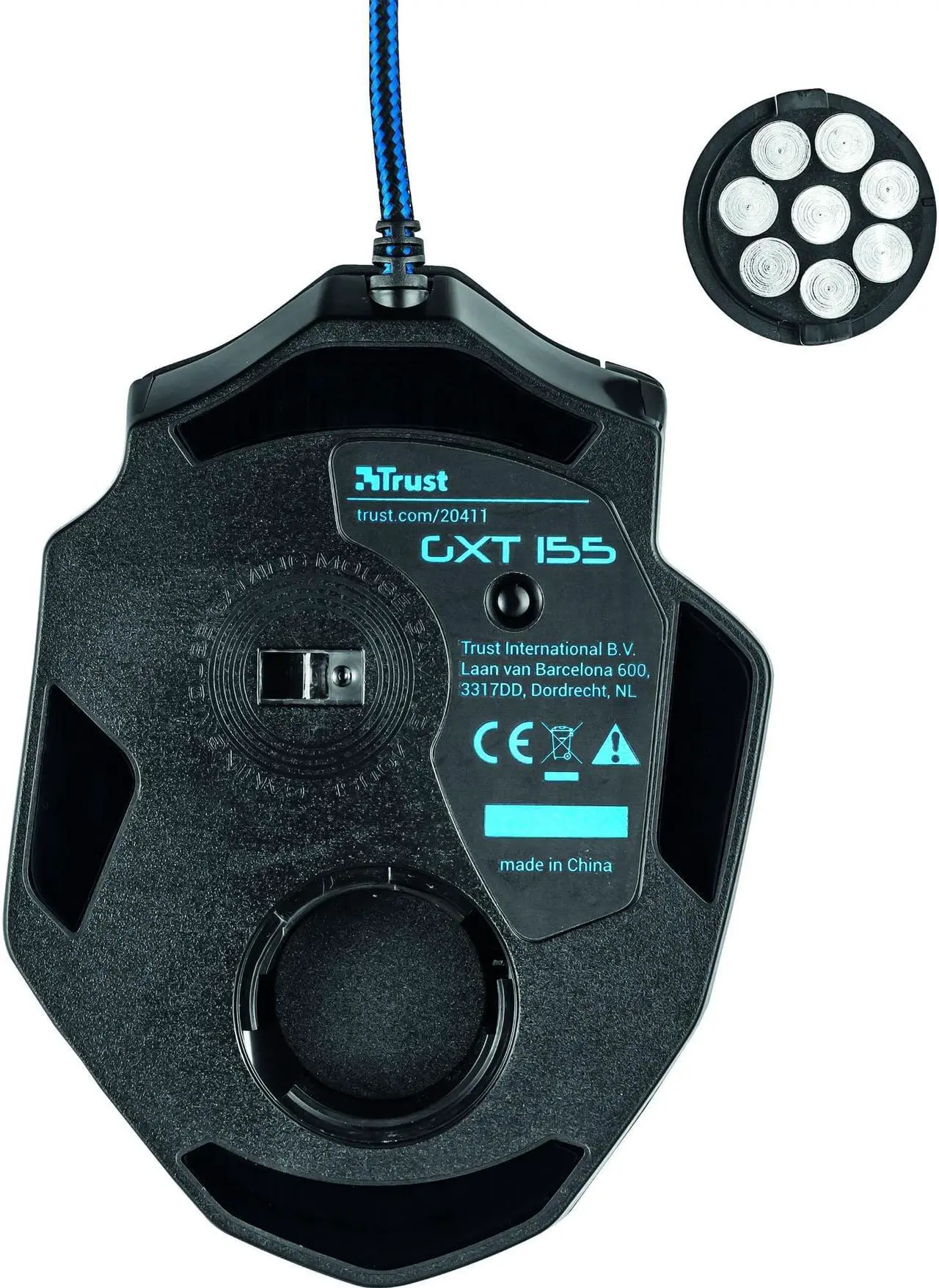 Alt view image 7 of 8 - Trust GXT 155 Caldor Gaming Mouse (black) - Built-in Customizable Weights and Onboard Memory for Programmable Profiles
