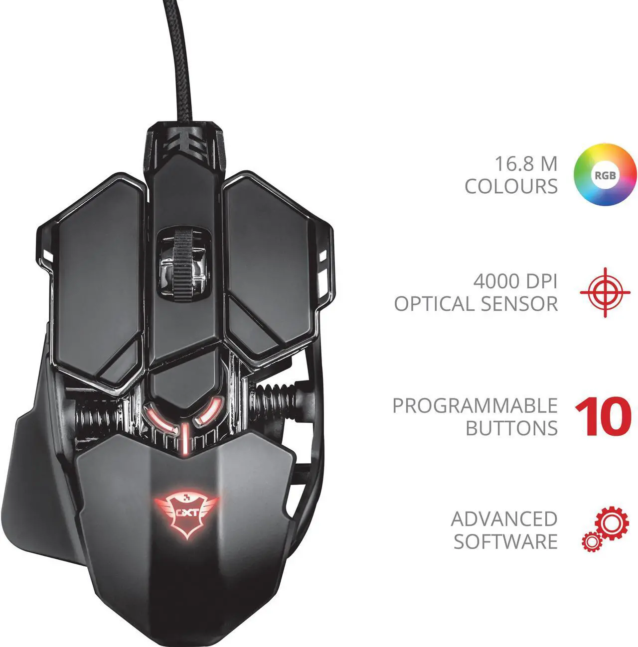 Alt view image 5 of 8 - Trust GXT 138 X-Ray Illuminated Gaming Mouse with X-Ray Design, 4000 dpi Sensor and RGB LED Illumination