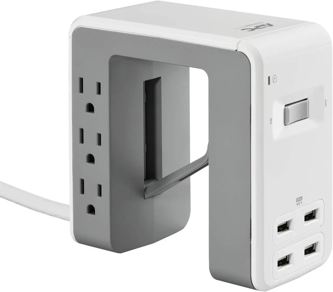 Alt view image 3 of 9 - APC Desk Mount Power Station, 6 Outlet U-Shaped Surge Protector, 1080 Joule of Surge Protection with 4 USB A Charging Ports (PE6U4W)