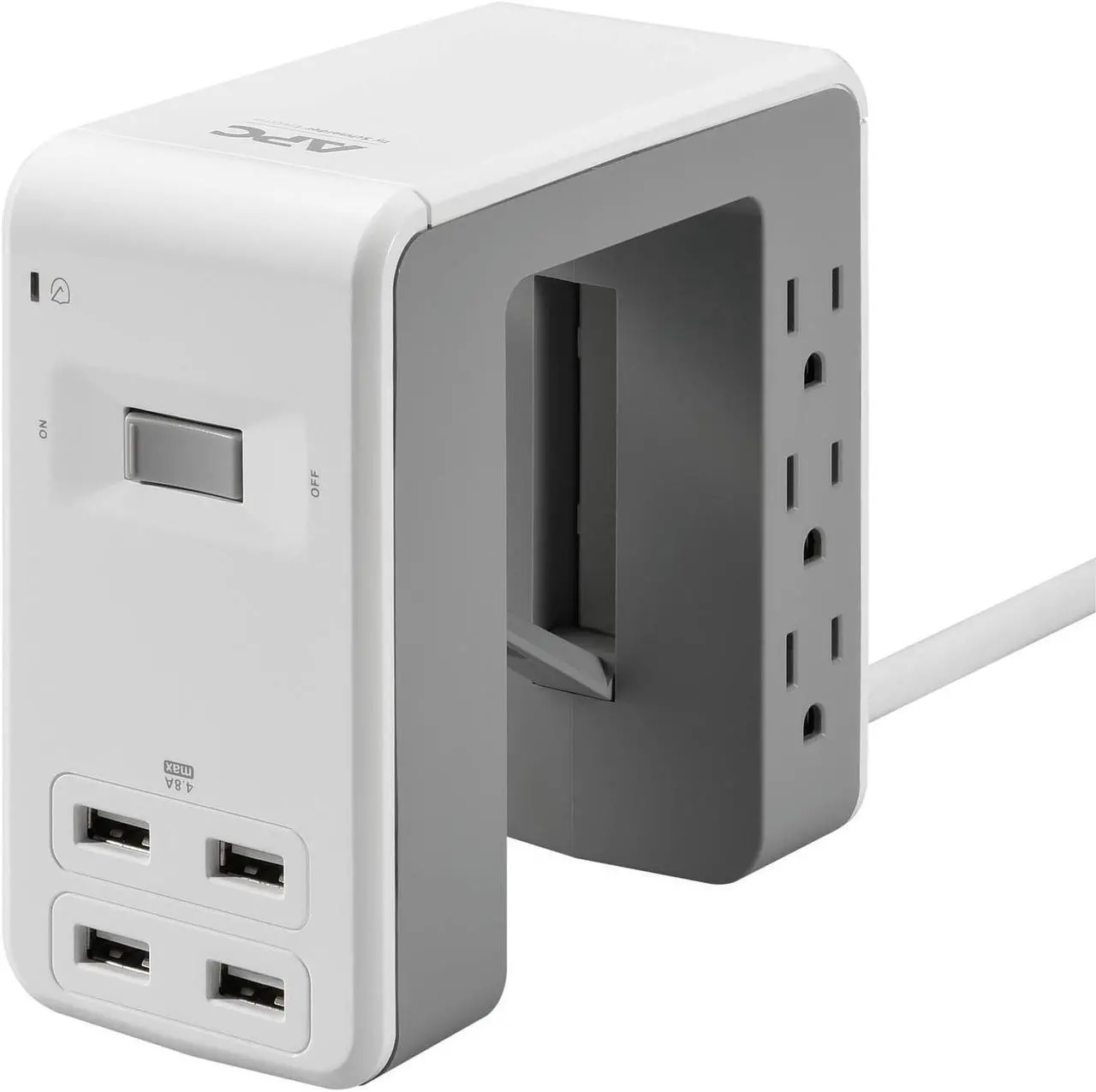 Alt view image 2 of 9 - APC Desk Mount Power Station, 6 Outlet U-Shaped Surge Protector, 1080 Joule of Surge Protection with 4 USB A Charging Ports (PE6U4W)