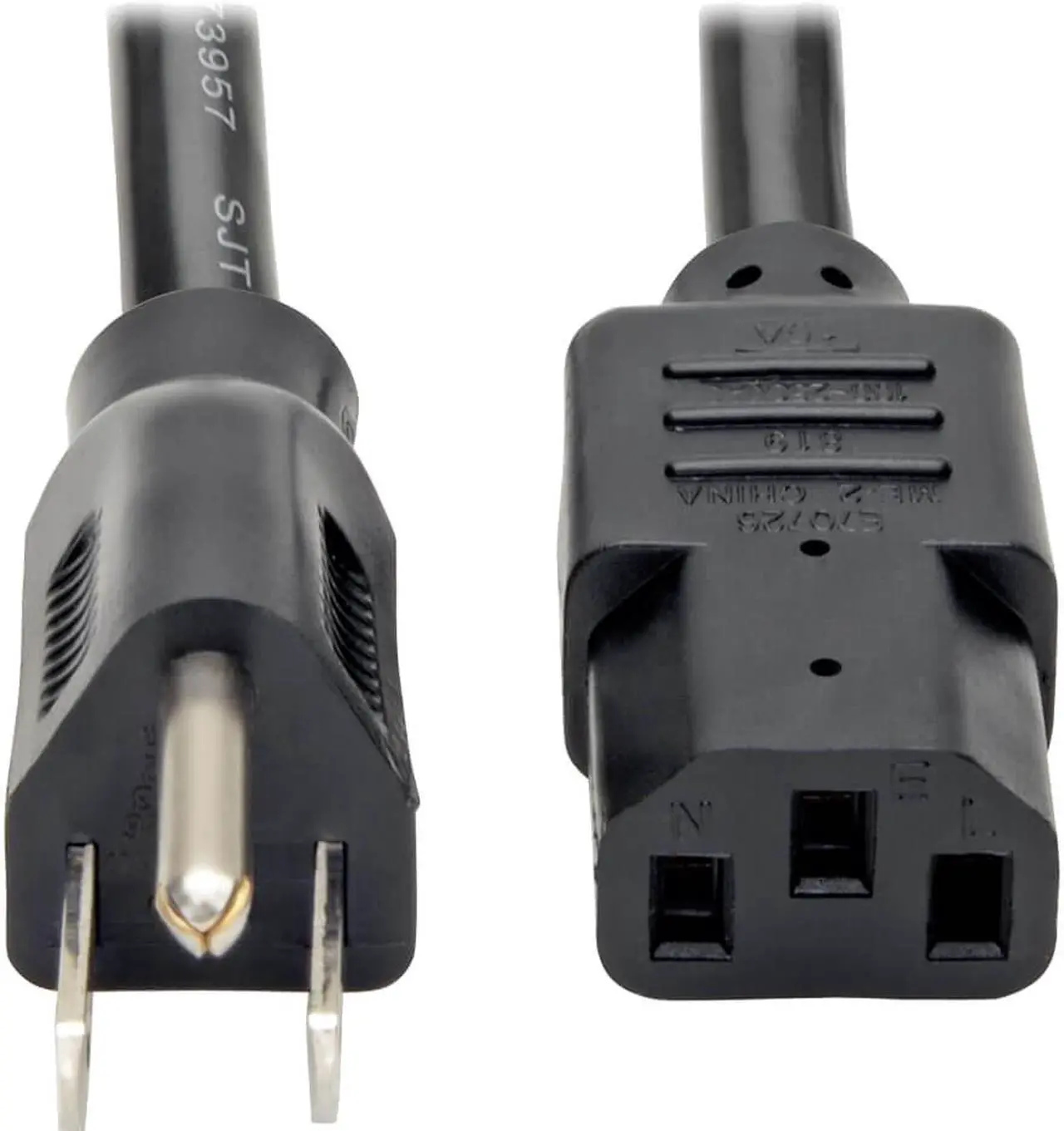 Alt view image 2 of 8 - Tripp Lite Model P007-002-15D 2 ft. Desktop Computer Power Cord, Right-Angle 5-15P to C13 - Heavy Duty, 15A, 125V, 14 AWG, 2 ft. Black
