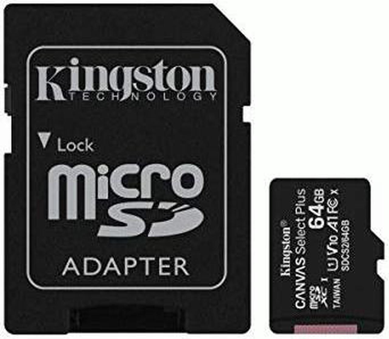 Kingston Canvas Select Plus 64GB Micro SD Card and Adapter SDCS2/64GB-2P1A