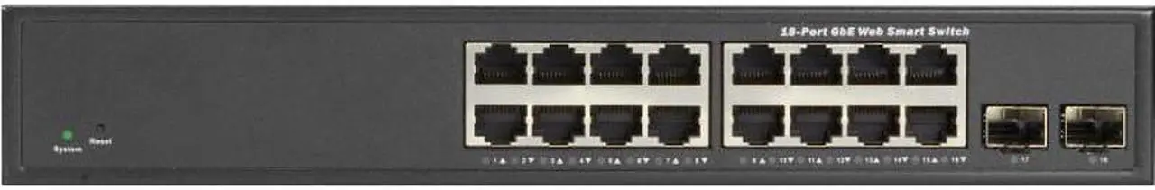 Alt view image 2 of 8 - Black Box Gigabit Ethernet Switch Web Smart Eco Fanless 18-Port LGB2118AR2