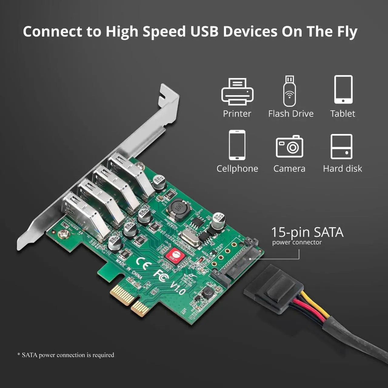 Alt view image 3 of 10 - Siig Dp Usb 3.0 4-Port Pcie Host Card
