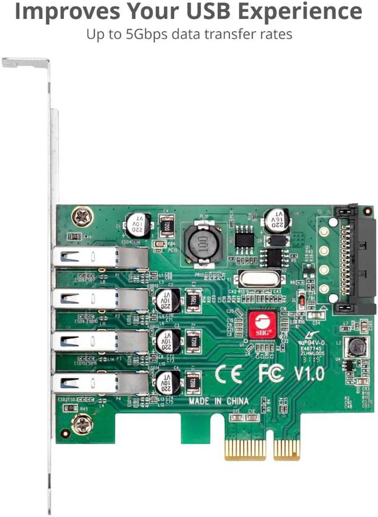 Alt view image 4 of 10 - Siig Dp Usb 3.0 4-Port Pcie Host Card