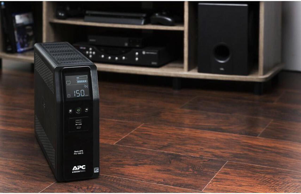 Alt view image 8 of 11 - APC BN1500M2 Back-UPS Pro, 1500VA, Tower, 120V, 10 NEMA 5-15R outlets, LCD, 1 USB Type C + 1 USB Type A ports - External - 16 Hour Recharge - 3.10 Minute Stand-by - 120 V Input - 120 V AC Output