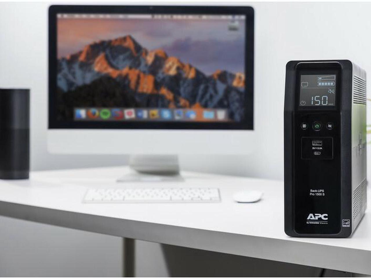 Alt view image 3 of 11 - APC BN1500M2 Back-UPS Pro, 1500VA, Tower, 120V, 10 NEMA 5-15R outlets, LCD, 1 USB Type C + 1 USB Type A ports - External - 16 Hour Recharge - 3.10 Minute Stand-by - 120 V Input - 120 V AC Output