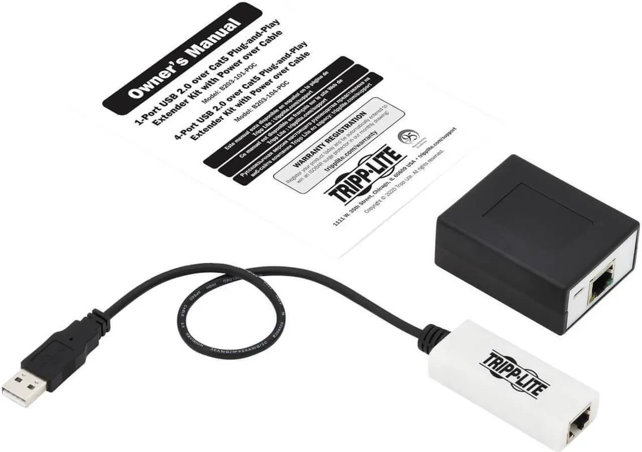 Alt view image 5 of 20 - Tripp Lite Usb Over Cat5/Cat6 Extender Kit 4-Port With Poc Usb 2.0 164 Ft.