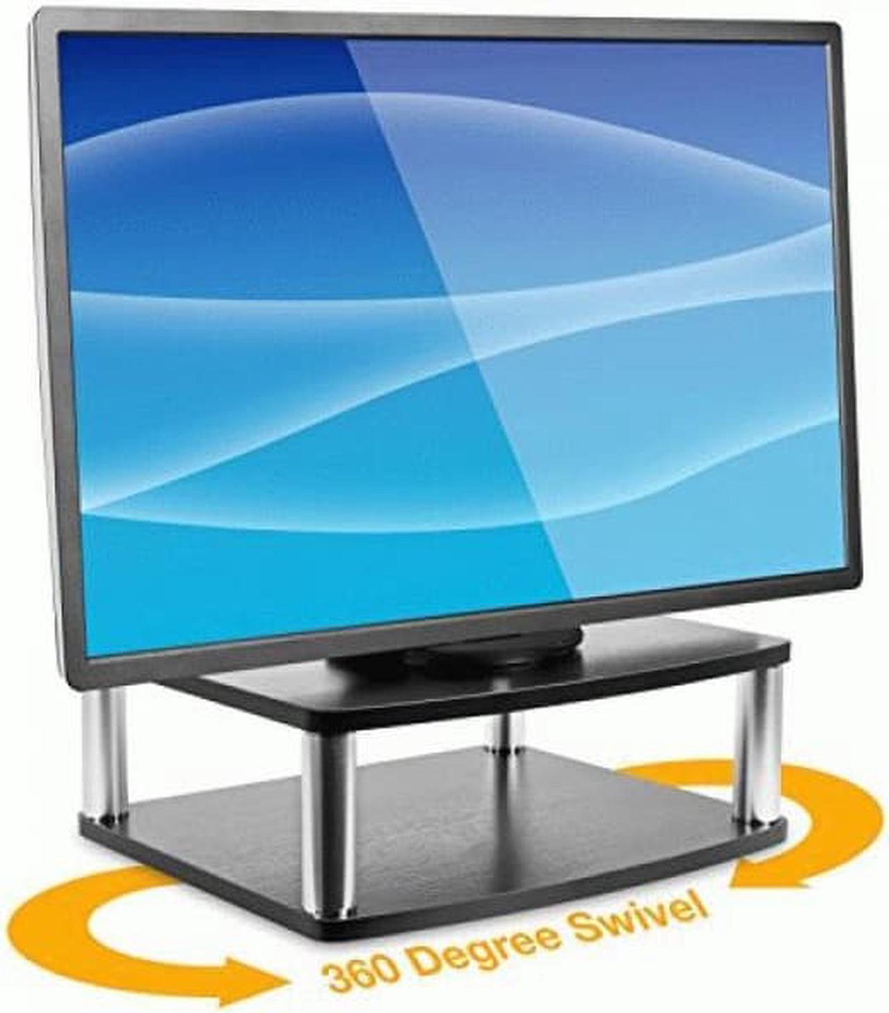 Alt view image 2 of 9 - mountit! turntable stand for tv / monitor, 2 tier rotating dvd platform swivel base 32, 37, 40, and 42" tvs, black