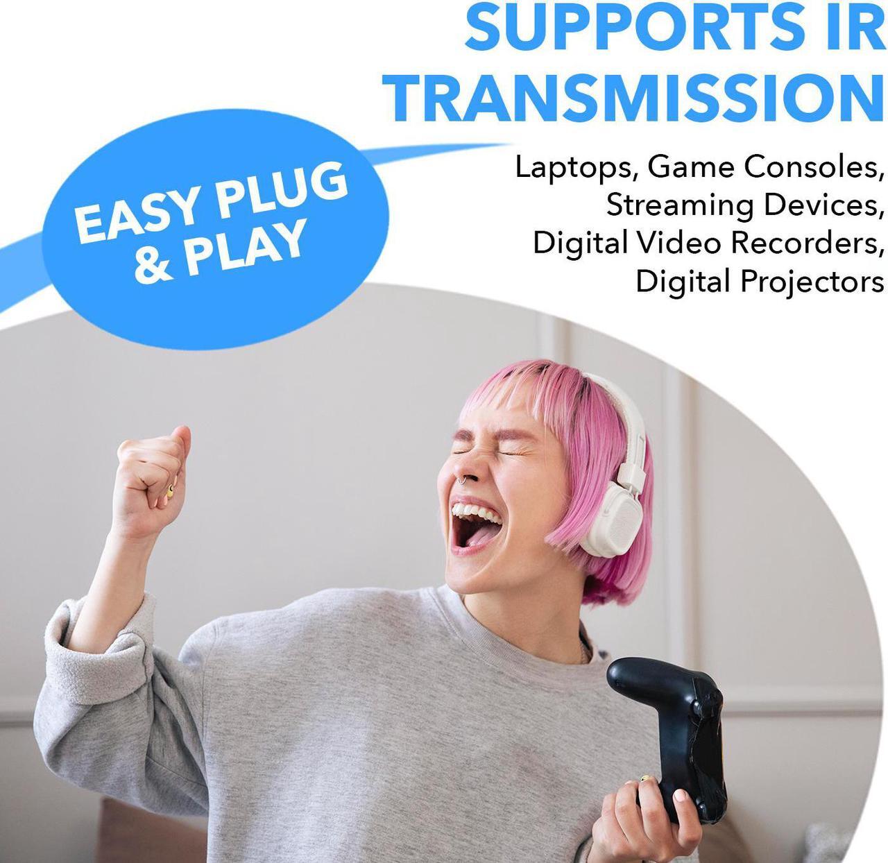 Alt view image 7 of 7 - 1x4 HDMI Extender Splitter 4K by OREI Multiple Over Single Cable CAT6/7 4K@60Hz 4:4:4 HDCP 2.2 with IR Remote EDID Management - Up to 230 Ft - Loop Out - Low Latency - Full Support IR RS-232 Control