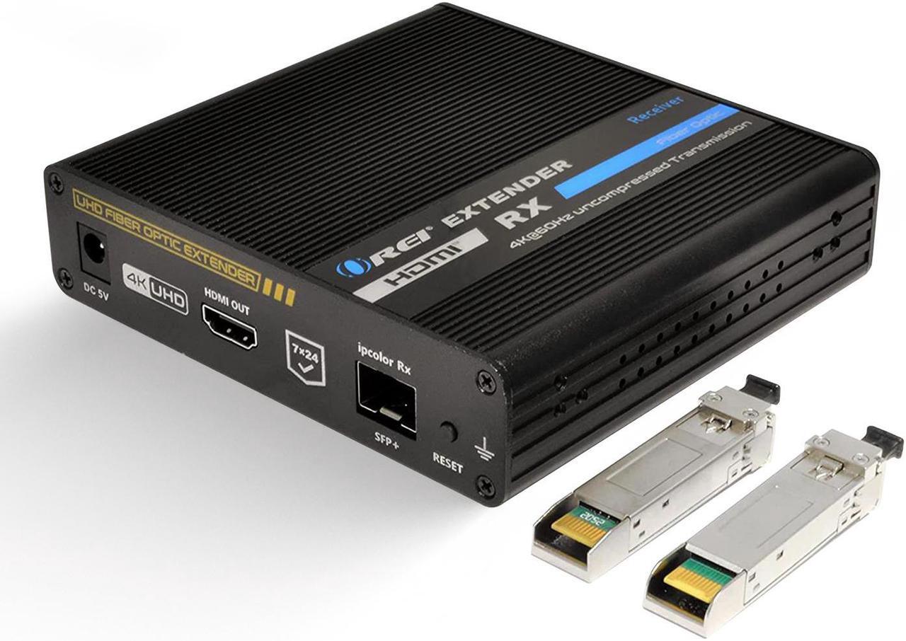 Main image of 4K HDMI Extender Balun by OREI Receiver Only - Over Fiber Optic Cable UltraHD 4K @ 60Hz 4:4:4 DR, CEC, ARC & IR Support, RS-232 SFP+ LR - Up to 40 KM - Audio Out - One to Many - Optical Audio Out