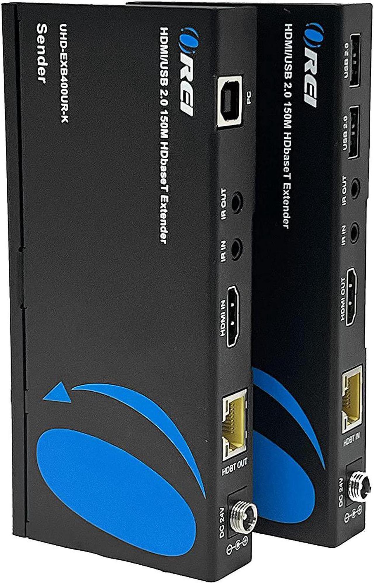 HDMI Extender with HDBaseT Over CAT5e/6/7 Up to 400 Ft - IR Control & Keyboard & Mouse Over Network (UHD-EXB400UR-K)