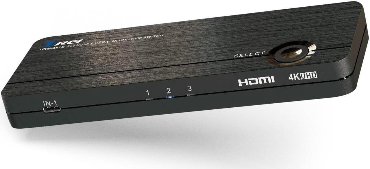 Main image of 4K 3 Port 3x1 HDMI KVM Switch by OREI, Share Multiple Devices, PC, Computers, Phones, Gaming on One Display Monitor, Keyboard, Mouse and USB Peripheral Control - UltraHD HDCP 2.0