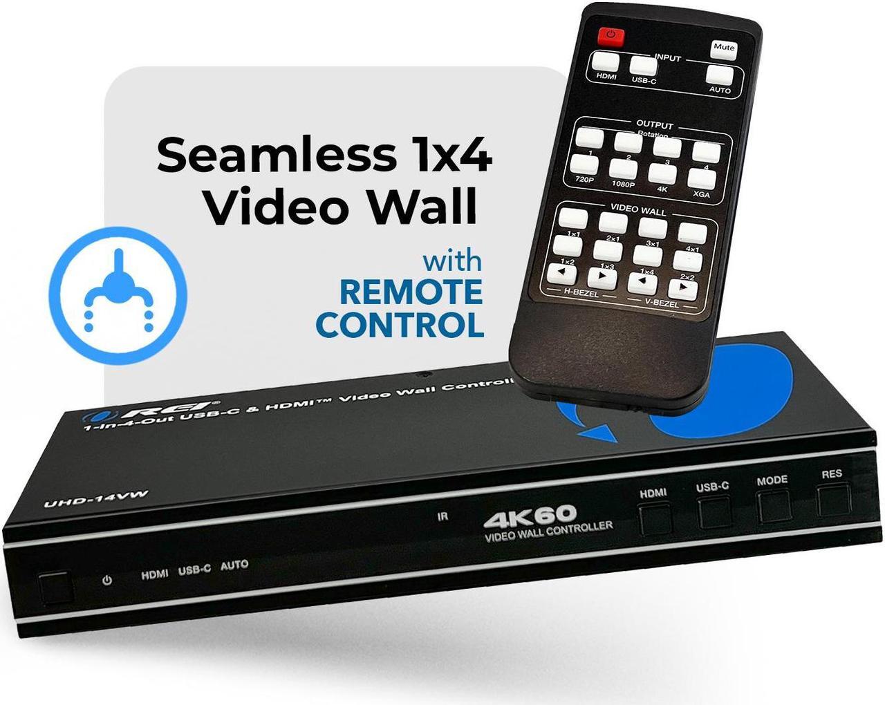 Alt view image 3 of 7 - OREI HDMI 2x2 Video Wall Controller With UBS-C Input (UHD-14VW)