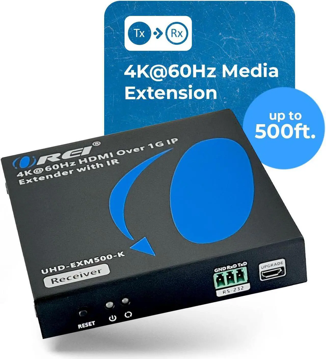 Alt view image 3 of 7 - 4K HDMI Extender Over Cat6/7 Cable Upto 500 Ft - - IR & RS-232 (UHD-EXM500-K)