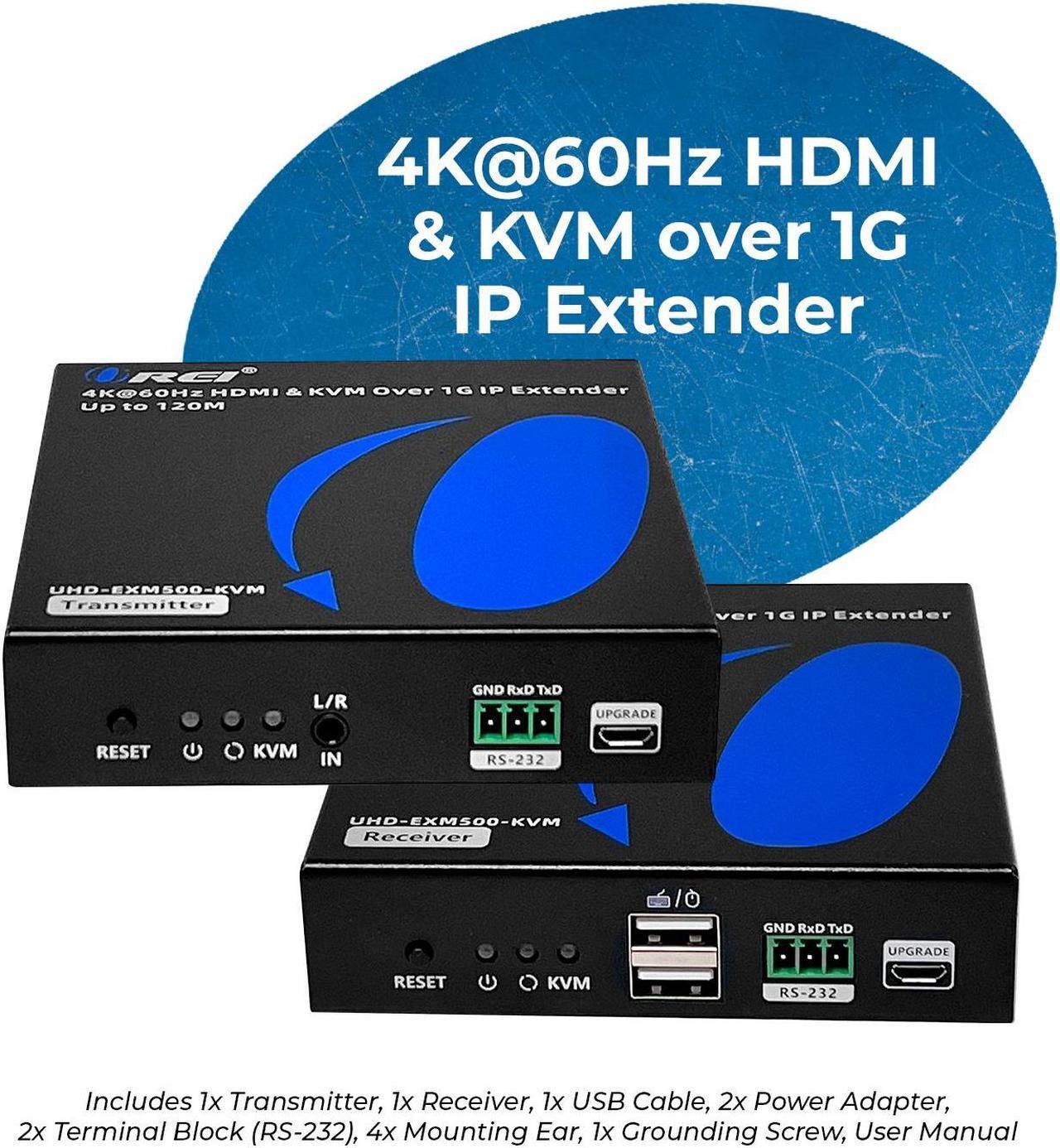Alt view image 2 of 7 - OREI 4K Over IP KVM Extender Up To 500 Feet- With RS-232 (UHD-EXM500-KVM)