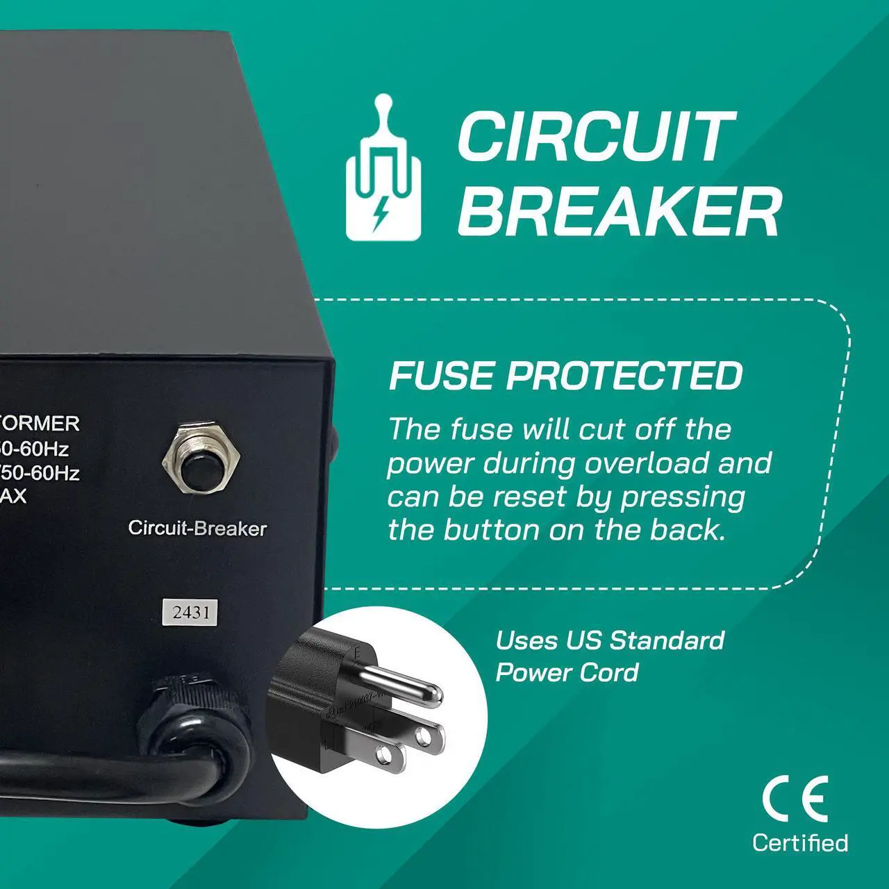 Alt view image 7 of 7 - Litefuze 3000W Japan Voltage Converter Transformer - Step Up/down 100v to 120v & 120v to 100v - With Circuit Breaker Protection (JP-3000)