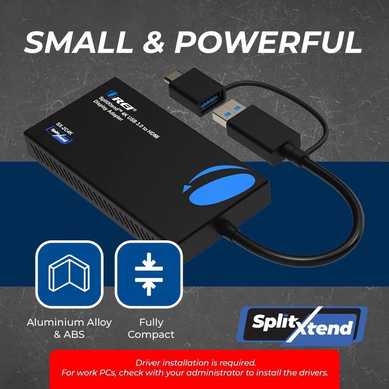 Alt view image 4 of 7 - OREI SplitXtend 4K USB 3.0 to HDMI Display Adapter - (SX-2C4K)