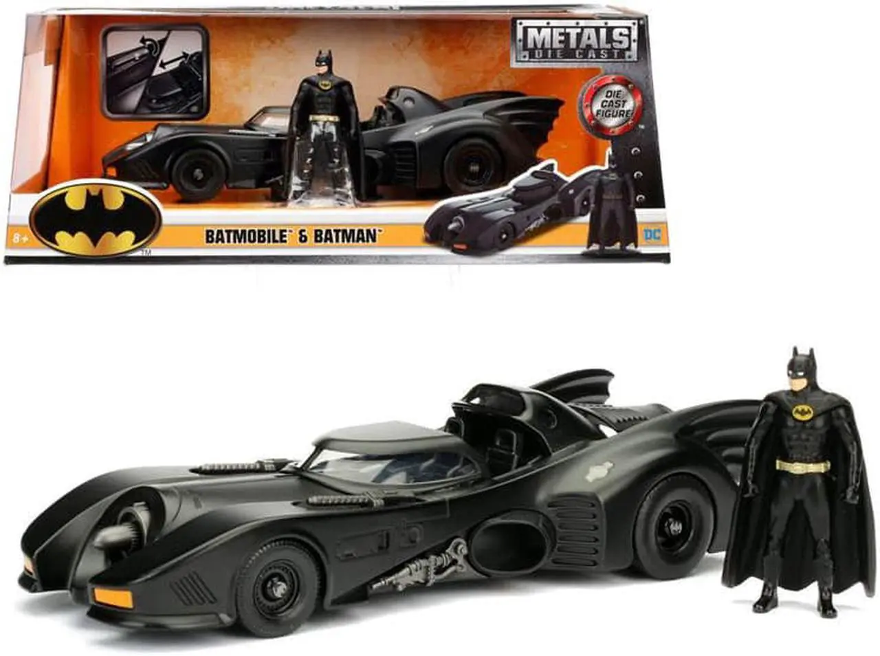 Alt view image 8 of 9 - 1989 Batmobile with Diecast Batman Figure 1:24 Diecast Model Car by Jada