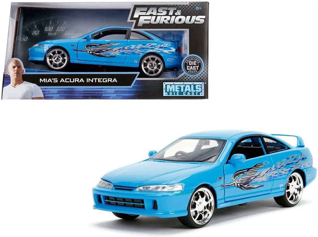 Alt view image 2 of 2 - Mia's Acura Integra RHD (Right Hand Drive) Blue "The Fast and the Furious" Movie 1/24 Diecast Model Car by Jada