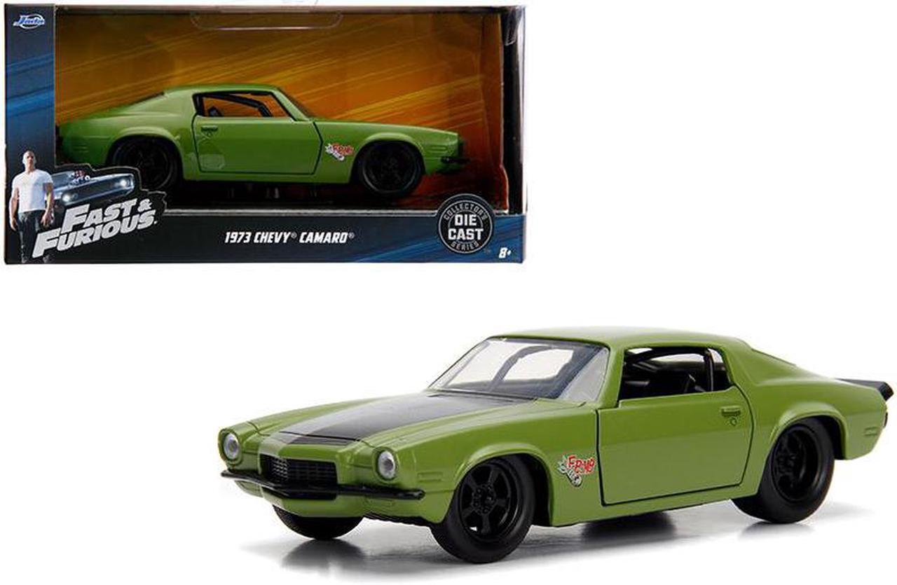 Main image of Dom's 1973 Chevrolet Camaro "F-Bomb" Matt Green with Black Hood Stripe "Fast & Furious" Movie 1/32 Diecast Model Car by Jada