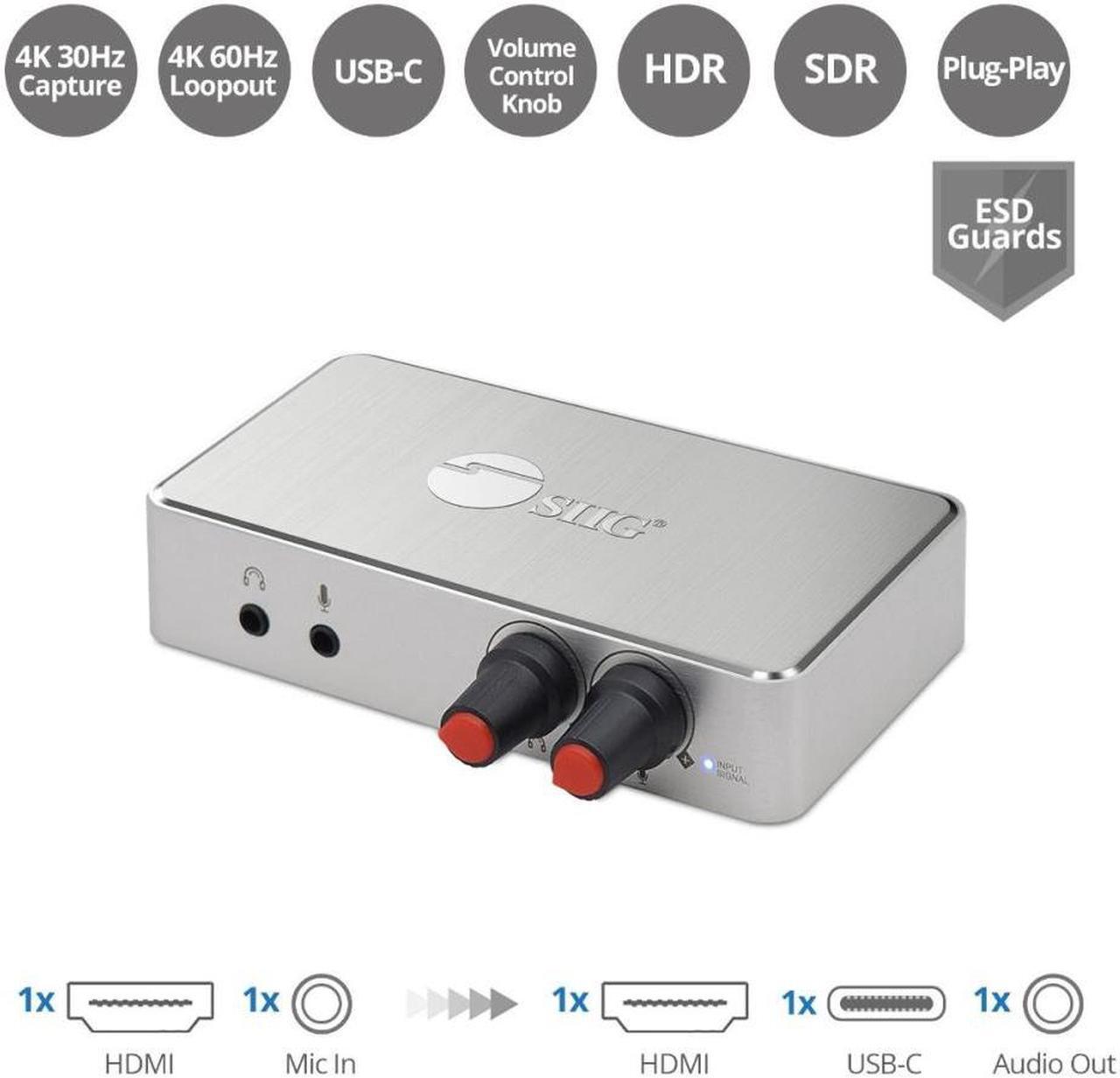 Alt view image 11 of 11 - SIIG 4K HDMI Video Capture Box with Volume Control & Loopout - Easily capture and save 4Kx2K@60Hz HDMI signals in 4Kx2K@30Hz resolution from any HDMI source such as Gaming console, Media players,