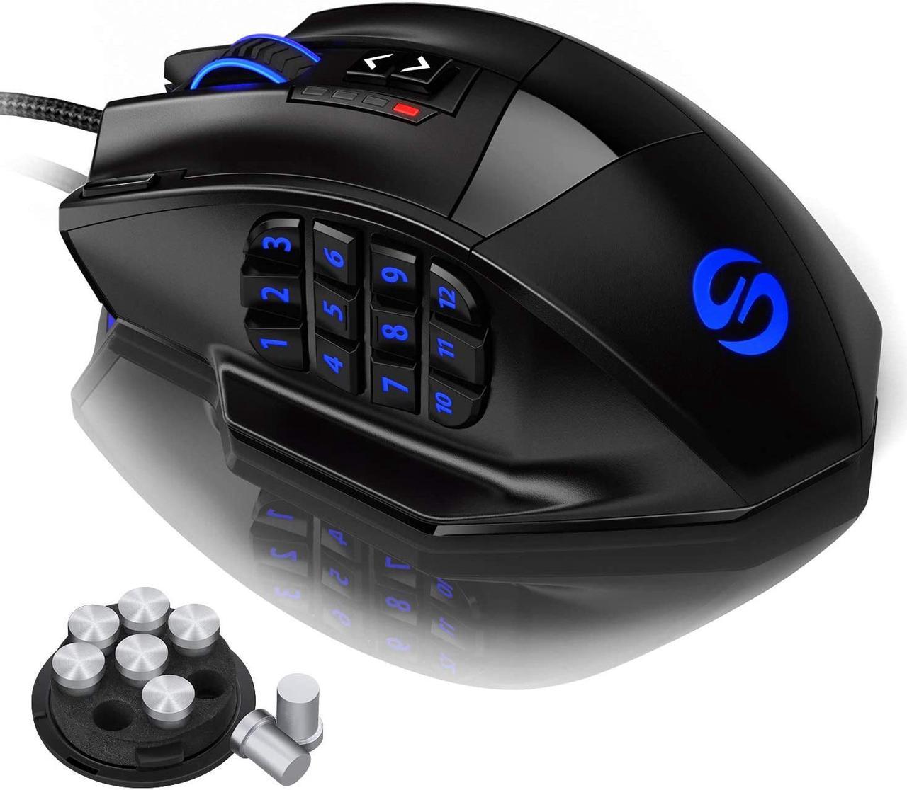 UtechSmart Venus RGB Gaming Mouse, Wired 16400 DPI High Precision Laser Programmable MMO Computer Gaming Mice