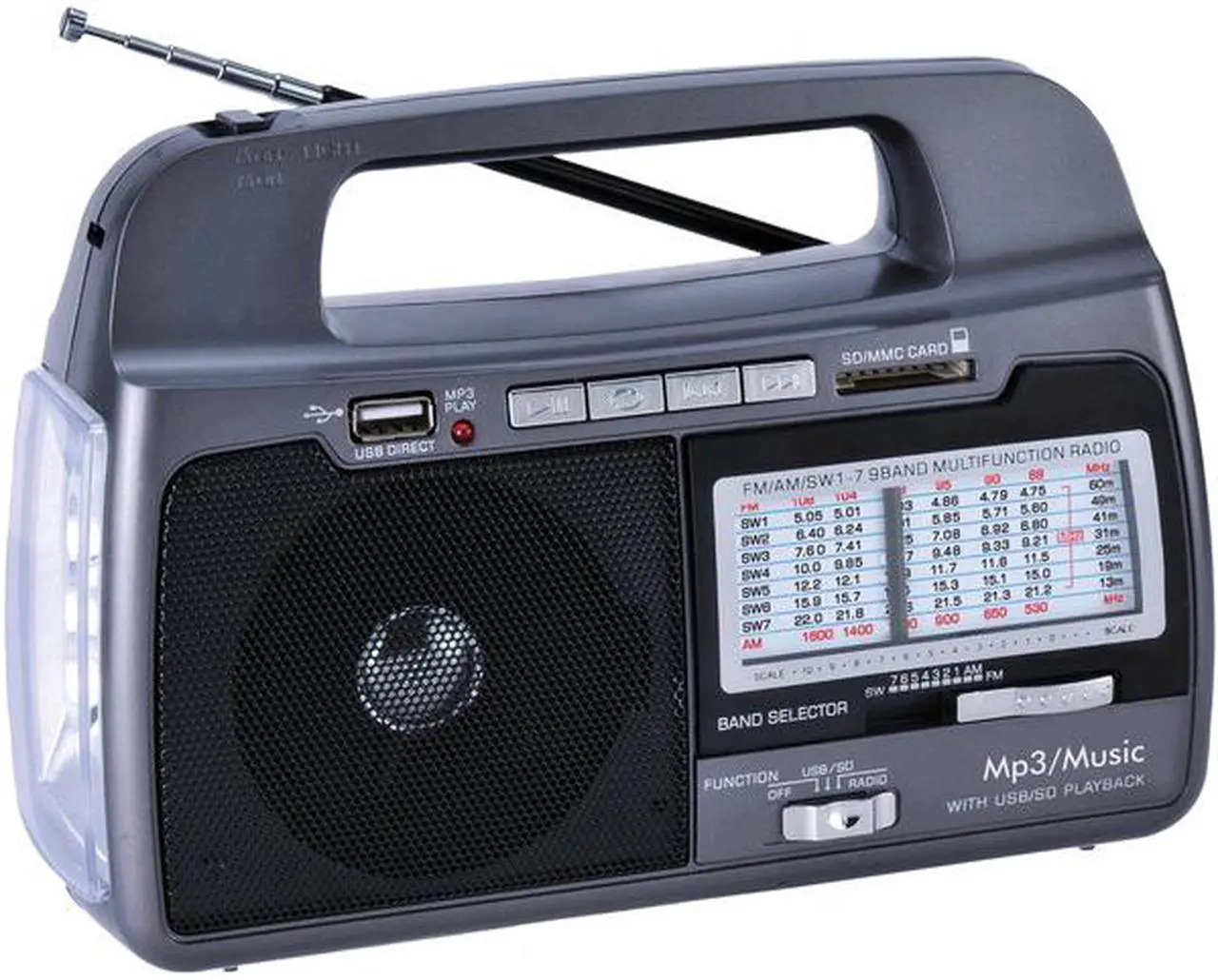 Alt view image 6 of 12 - Supersonic SC-1082 9-Band AM/FM/SW 1-7 Portable Radio