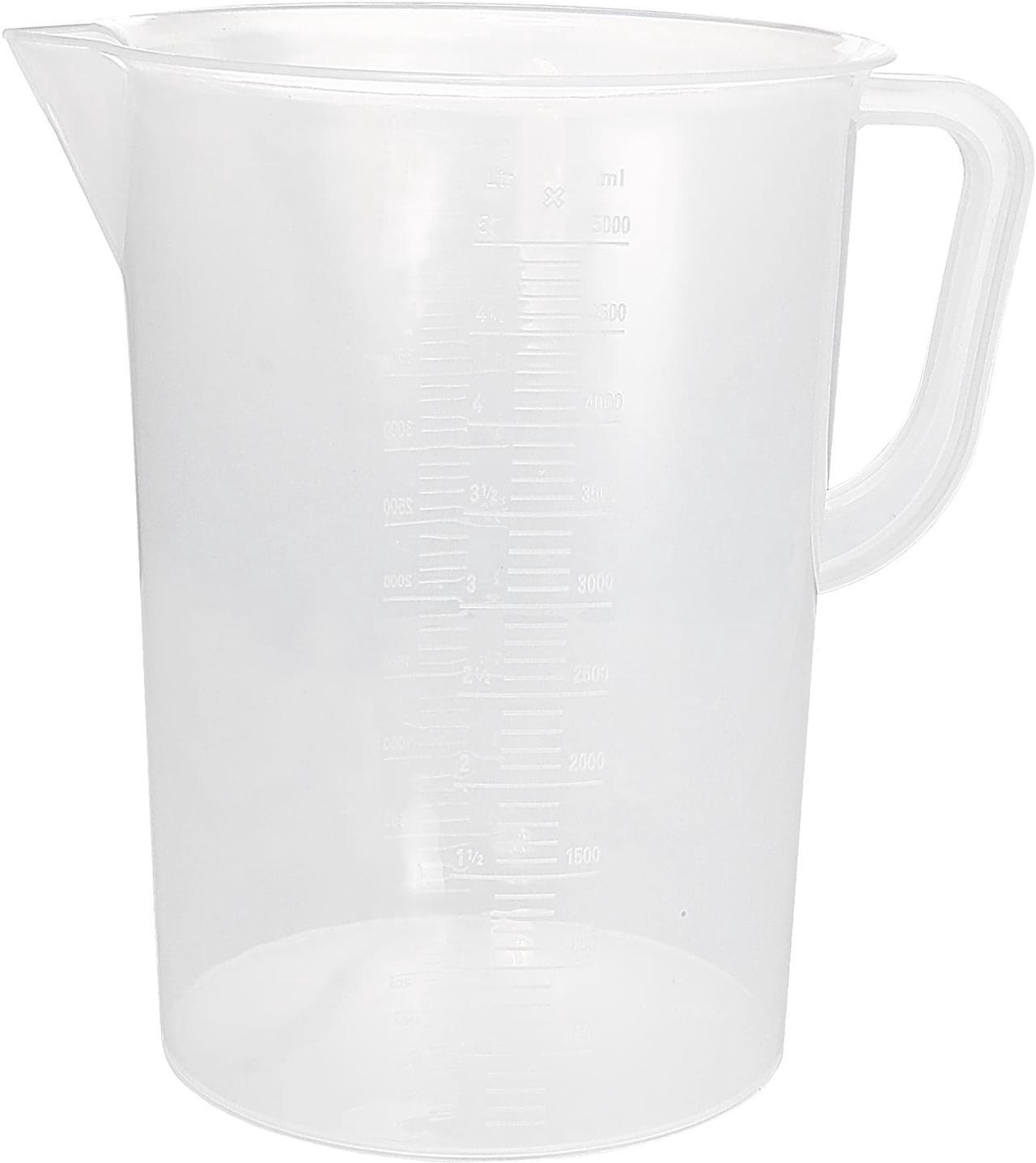 Clear White Plastic Graduated Measuring Cup 5000ml Capacity with Handle