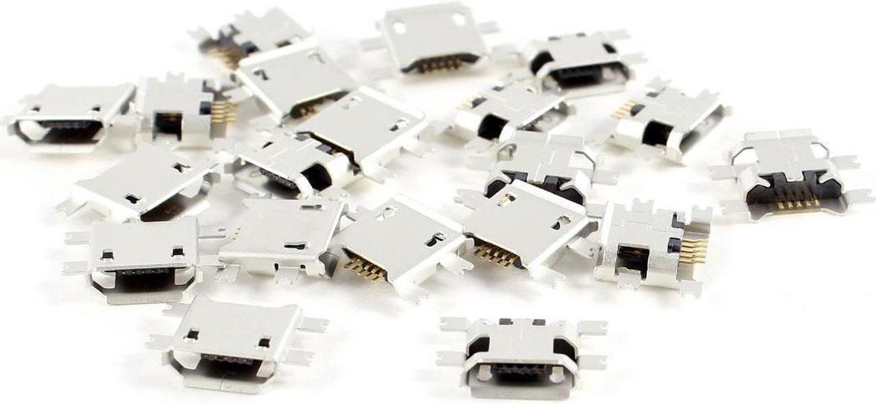 20 Pcs Micro USB Type B Female Socket 180 Degree 5-Pin SMD SMT Jack Connector