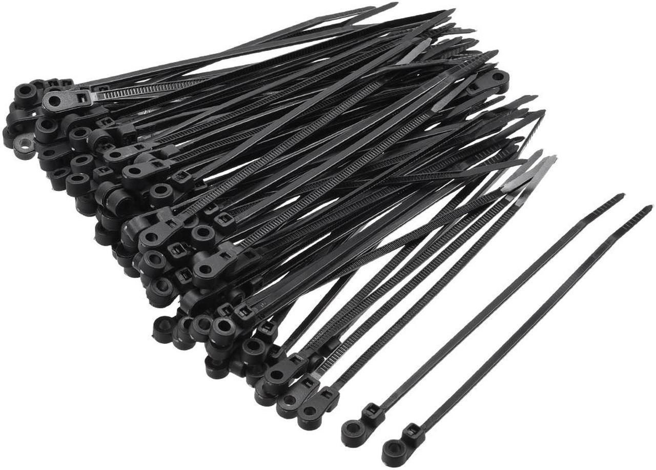 Mount Head Cable Zip Ties 4 Inch Screw Hole Nylon Wire Strap Black 40pcs