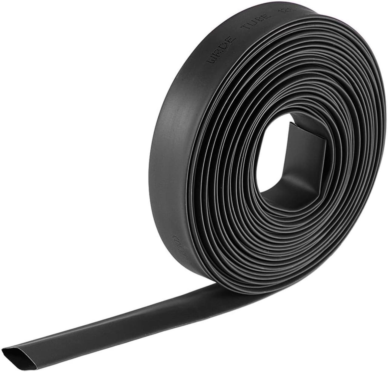 Heat Shink Tubing, 3/8"(10mm) Dia 17mm Flat Width 2:1 Ratio Shrinkable Tube Cable Sleeve 7m - Black