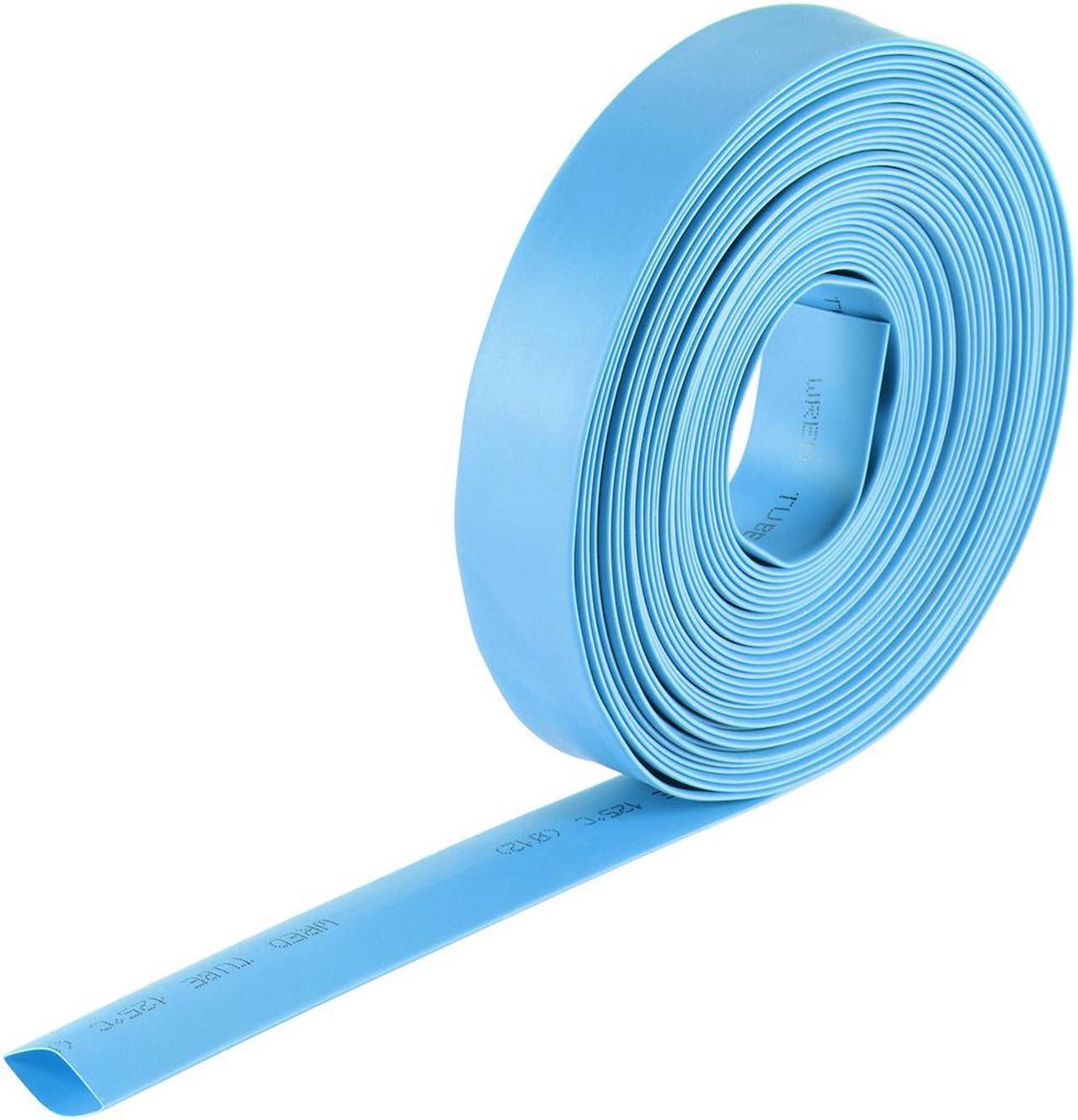 Heat Shink Tubing, 1/2"(12mm) Dia 20mm Flat Width 2:1 Ratio Shrinkable Tube Cable Sleeve 7m - Blue