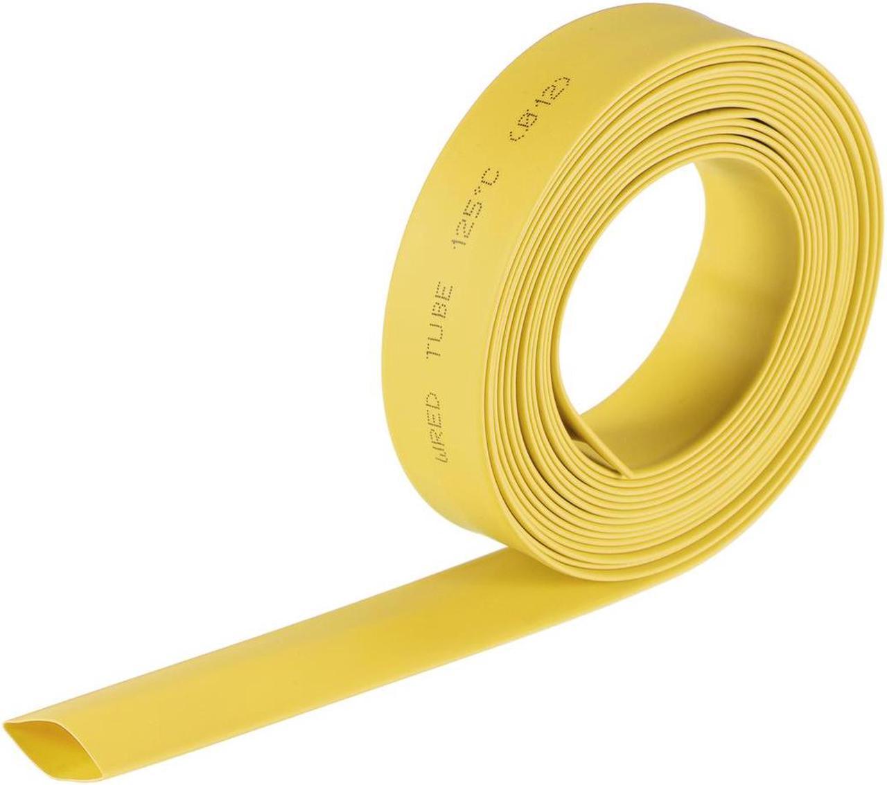 Heat Shink Tubing, 1/2"(12mm) Dia 20mm Flat Width 2:1 Ratio Shrinkable Tube Cable Sleeve 10ft - Yellow