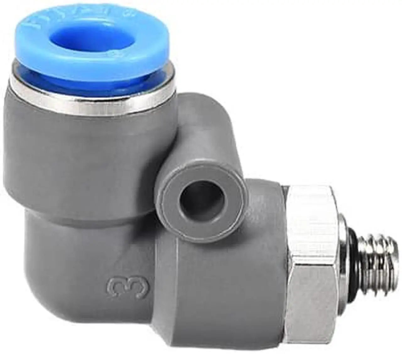 Alt view image 3 of 3 - Elbow Push to Connect Air Fittings 6mm Tube OD X M5 Male Thread Pneumatic Quick Release Connectors Grey 10Pcs