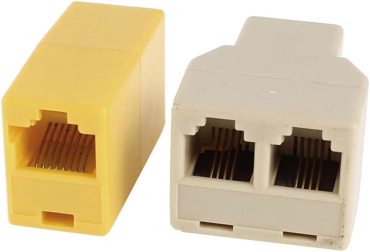 6P4C RJ11 Female to Dual Female Socket + 8P8C RJ45 Female to Female F/F Adapter