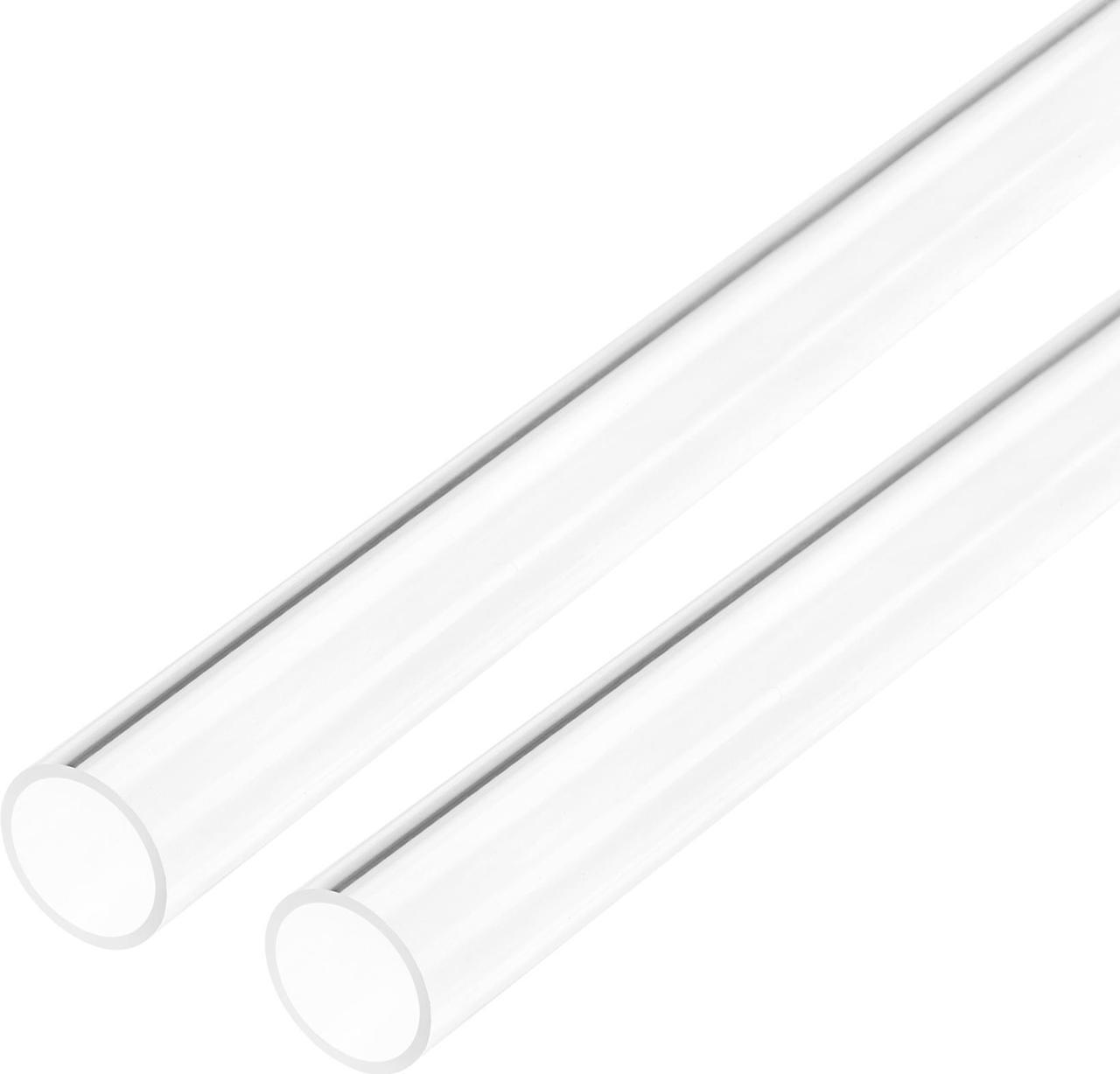 2pcs Clear Rigid Acrylic Pipe 13mm ID x 15mm OD x 0.5m, 1mm Wall Round Tube