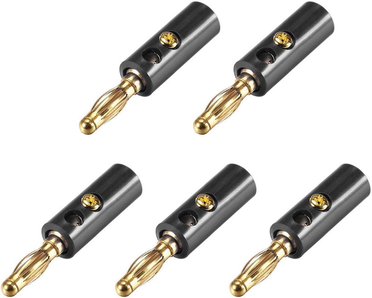 4mm Banana plugs Speaker Wire Cable Screw Plugs Connectors Black 5pcs Jack Connector