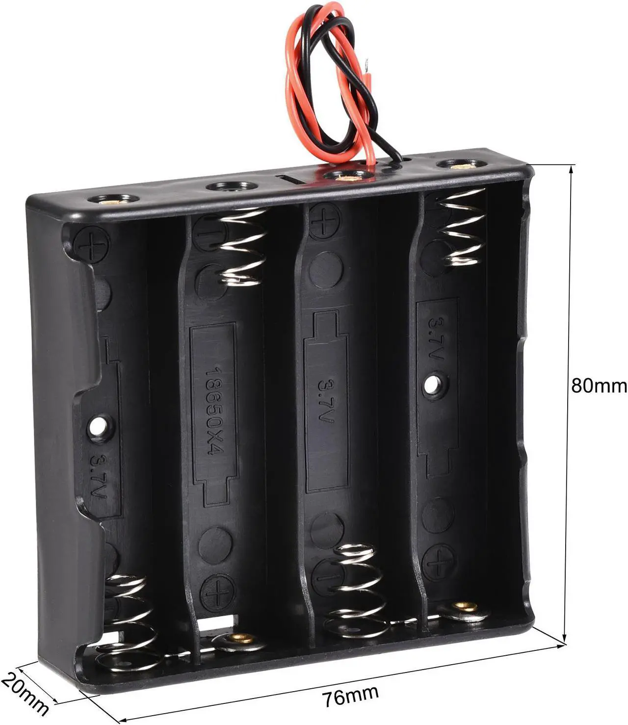 Alt view image 2 of 6 - Battery Case Storage Box 4 Slots x 3.7V 2-Wire Lead for 4 x 18650 Battery 4 Pcs