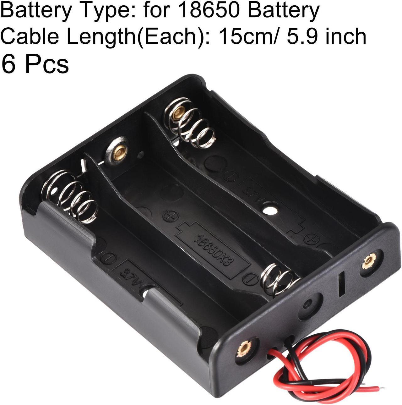 Alt view image 3 of 6 - Battery Case Storage Box 3 Slots x 3.7V 2-Wire Lead for 3 x 18650 Battery 6 Pcs