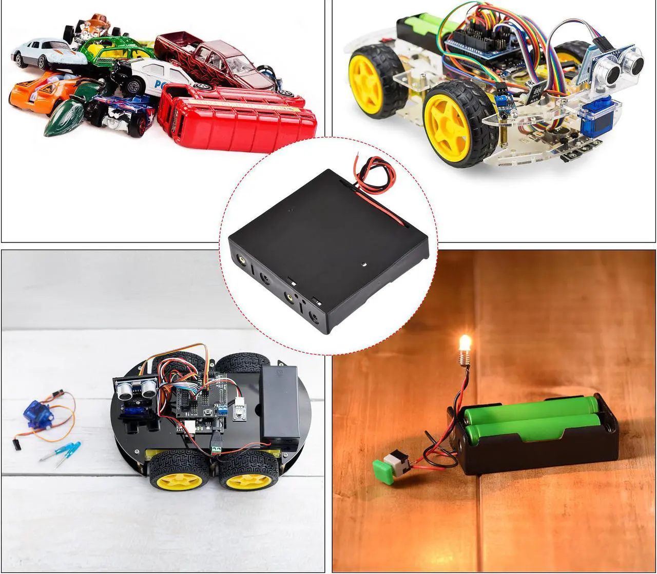 Alt view image 6 of 6 - Battery Case Storage Box 4 Slots x 3.7V 2-Wire Lead for 4 x 18650 Battery 4 Pcs