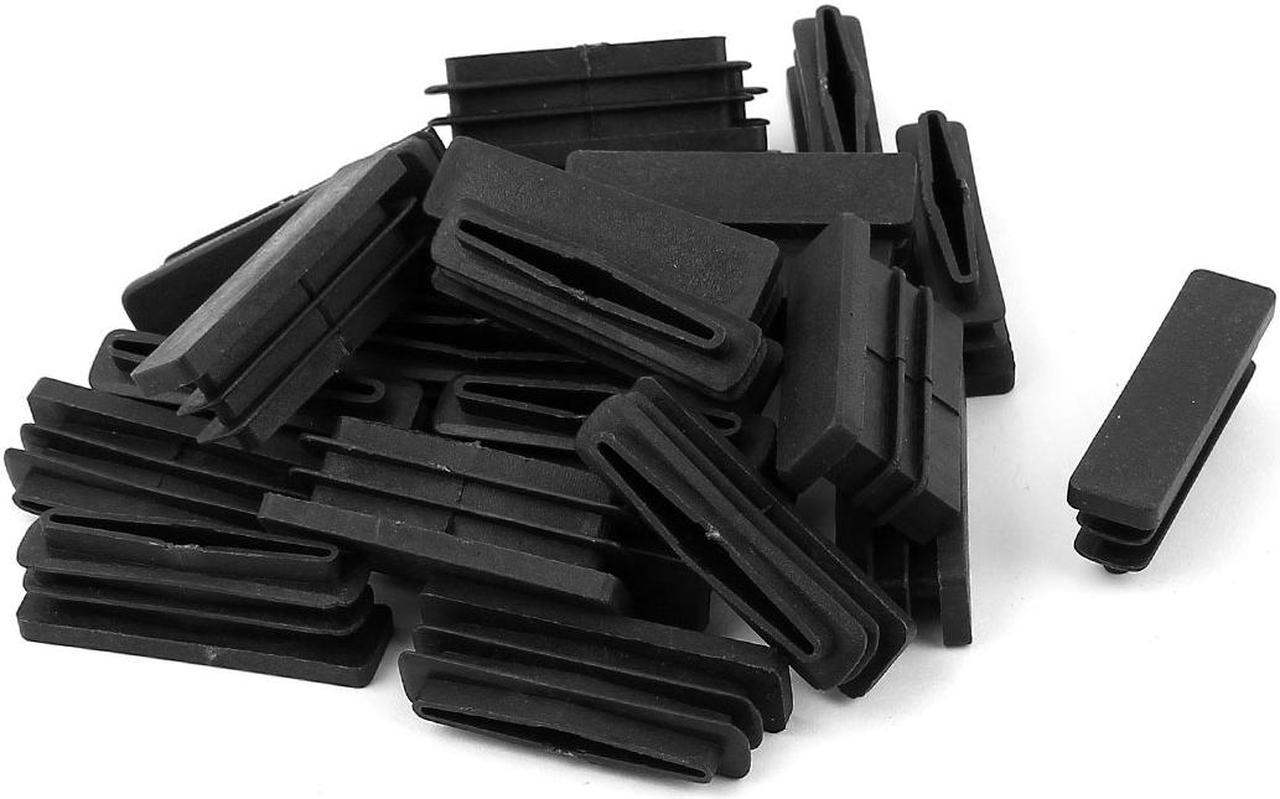 Unique Bargains 24 Pcs Antislip Plastic Rectangle 40mm x 10mm Chair Foot Cover Table Furniture Leg Protector Balck