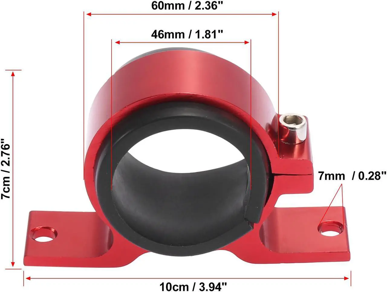 Alt view image 3 of 6 - 43mm Inner Diameter Car Fuel Pump Clamp Mounting Bracket Aluminum Alloy Red