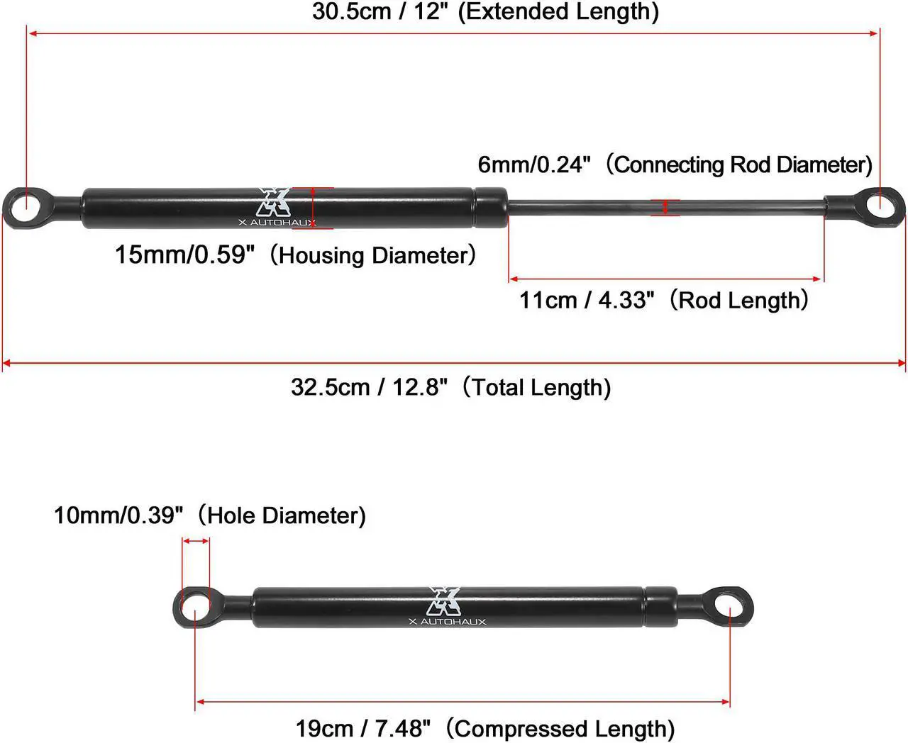 Alt view image 2 of 7 - 2pcs 12inch 40Lbs/178N Black Universal Lift Supports Struts Shocks Gas Spring for Car Boat RV