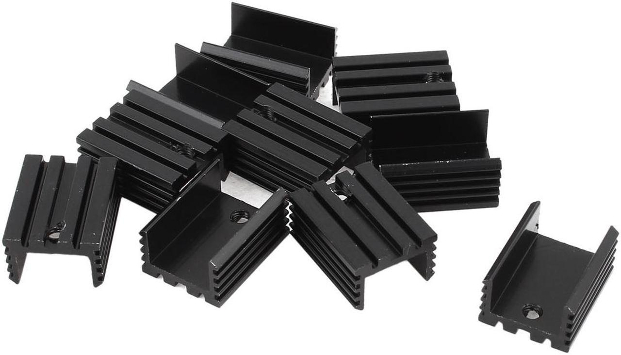 Unique Bargains 10 Pieces 21x15x10mm Black Aluminum Heatsink Heat Sink for TO-220 Transistor